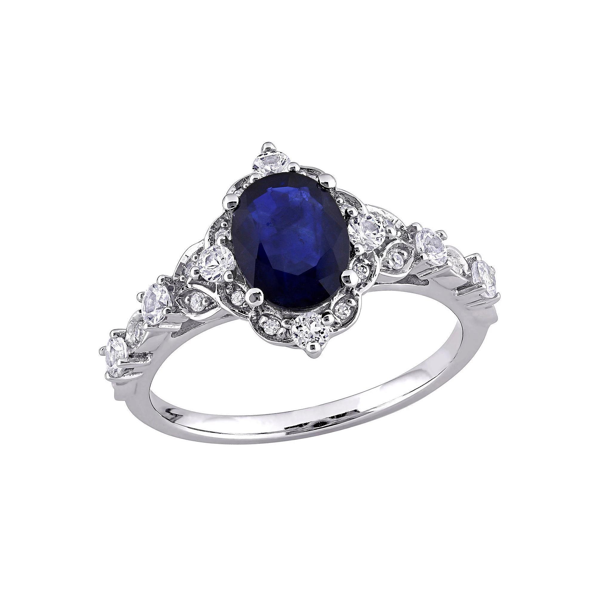 Stella Grace 10K White Gold Diffused Sapphire, White Sapphire & Diamond Accent Ring, Women's, Size: 7, 14k Whgold Product Image