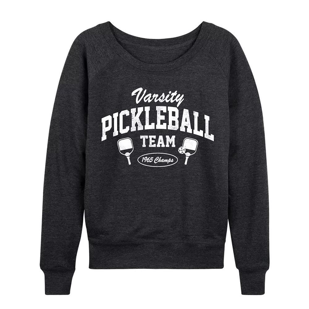 Womens Varsity Pickleball French Terry Long Sleeve Tee, Girls Grey Gray Product Image