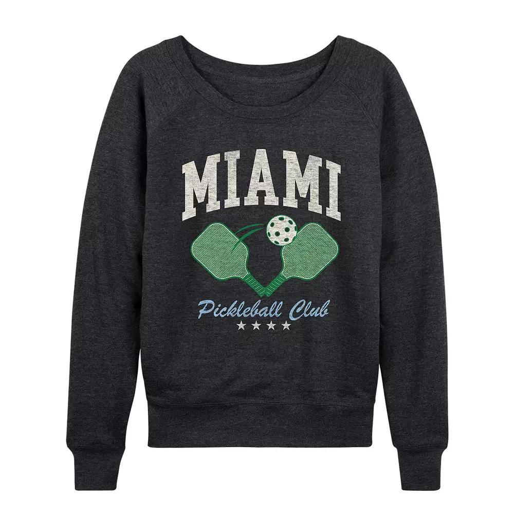 Womens Miami Pickleball Club French Terry Long Sleeve Tee, Girls Grey Gray Product Image