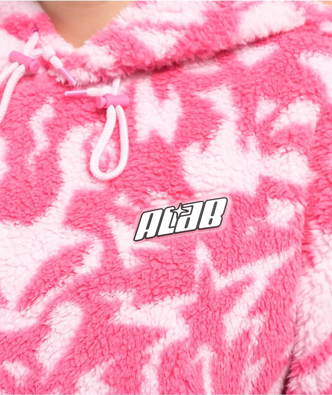 A.LAB Kadley Pink Tulle & Carmine Rose Sherpa Hoodie Product Image
