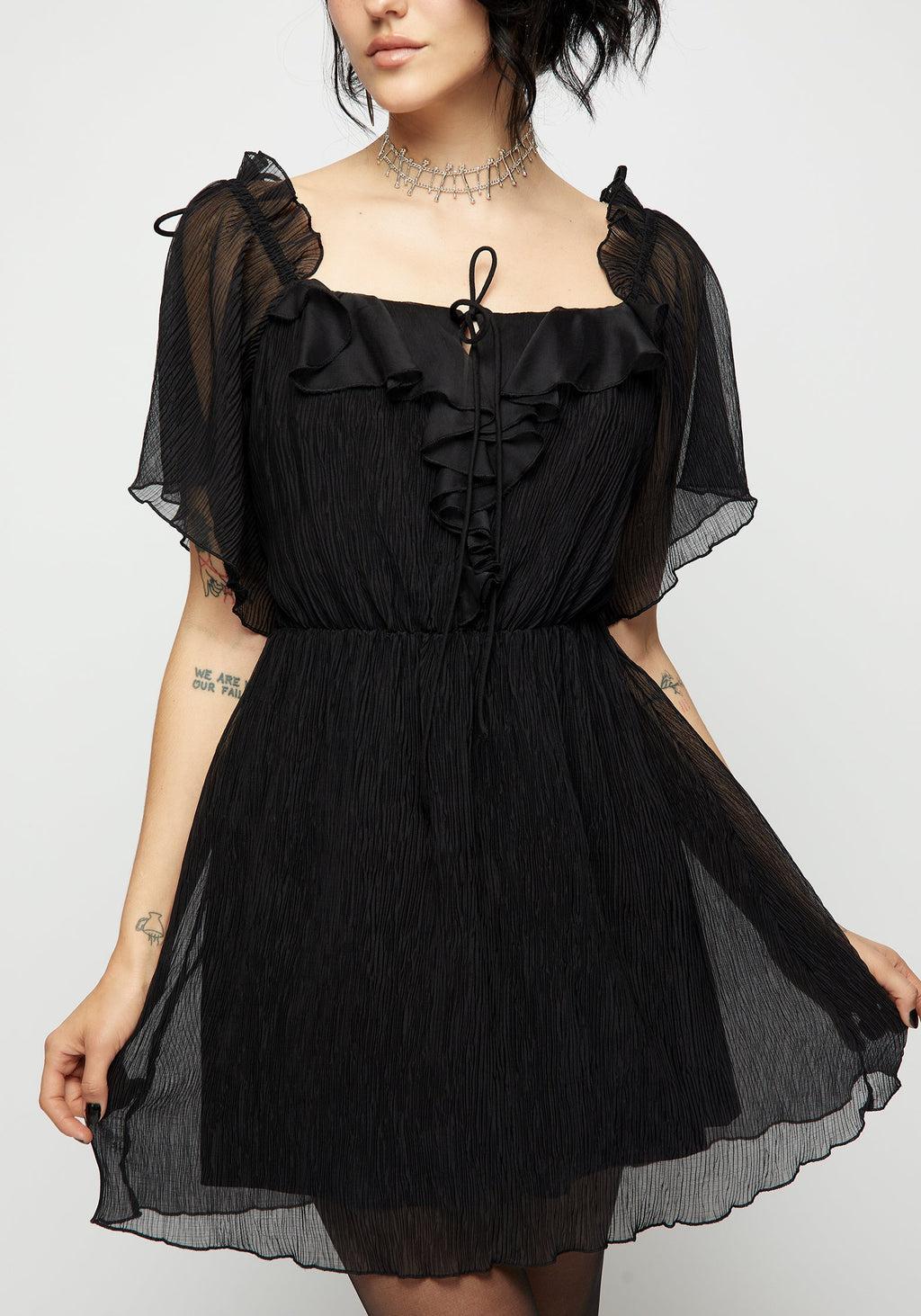 Lucien Textured Angel Sleeve Mini Dress Product Image