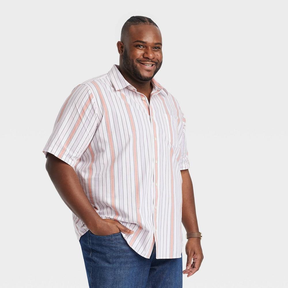 Men's Floral Short Sleeve Poplin Button-Down Shirt - Goodfellow & Co™ Navy Blue M: Slim Fit, Front Pocket Product Image