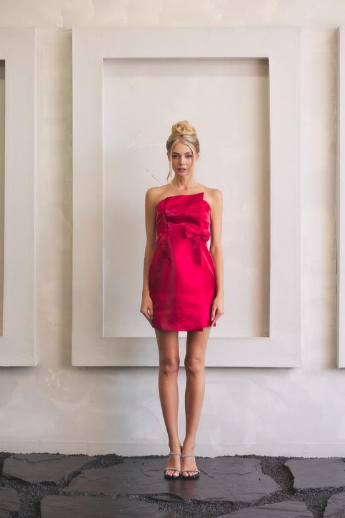 Strapless Bow Mini Dress Product Image