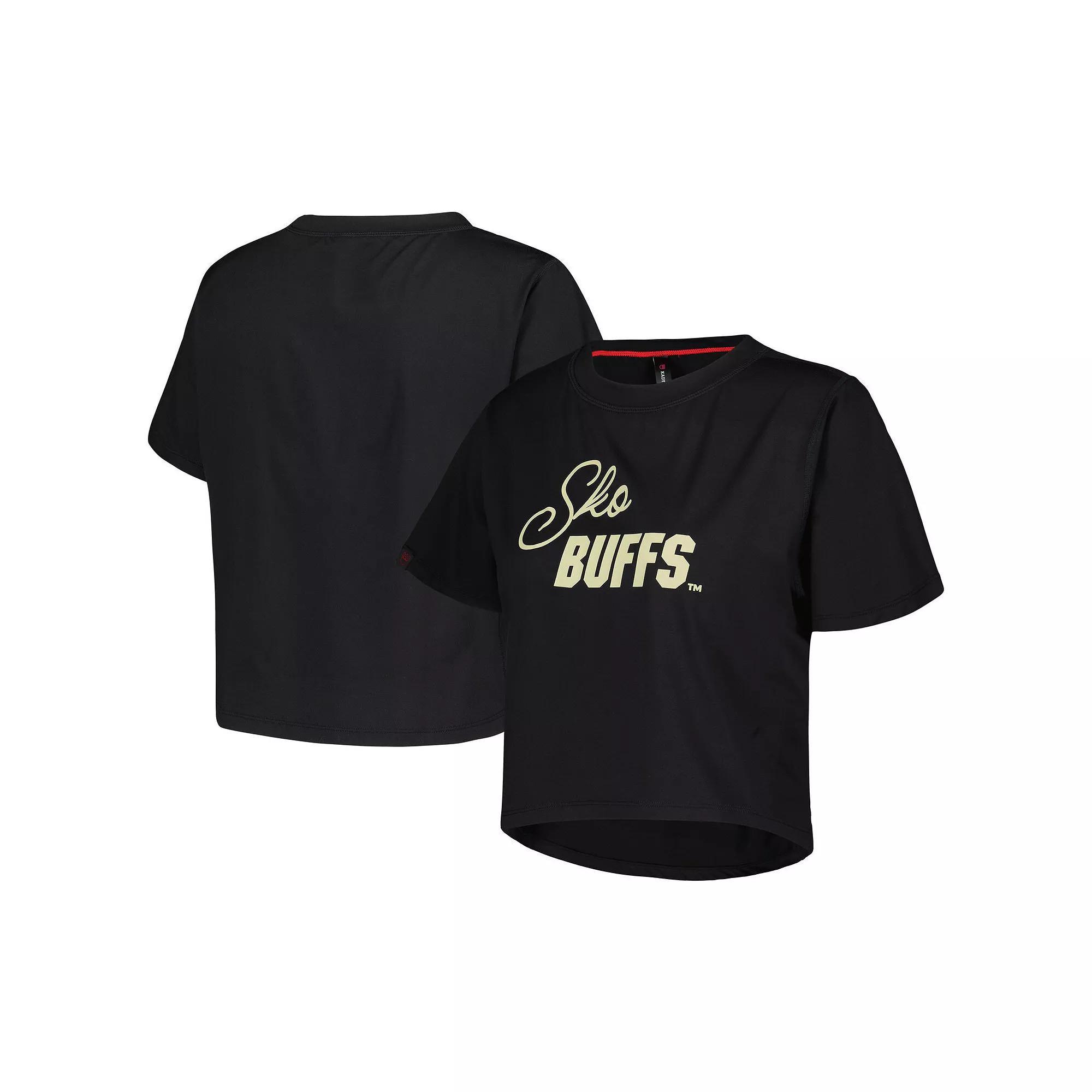 Women's Black Colorado Buffaloes Milky Silk Cropped T-Shirt, Size: XS Product Image