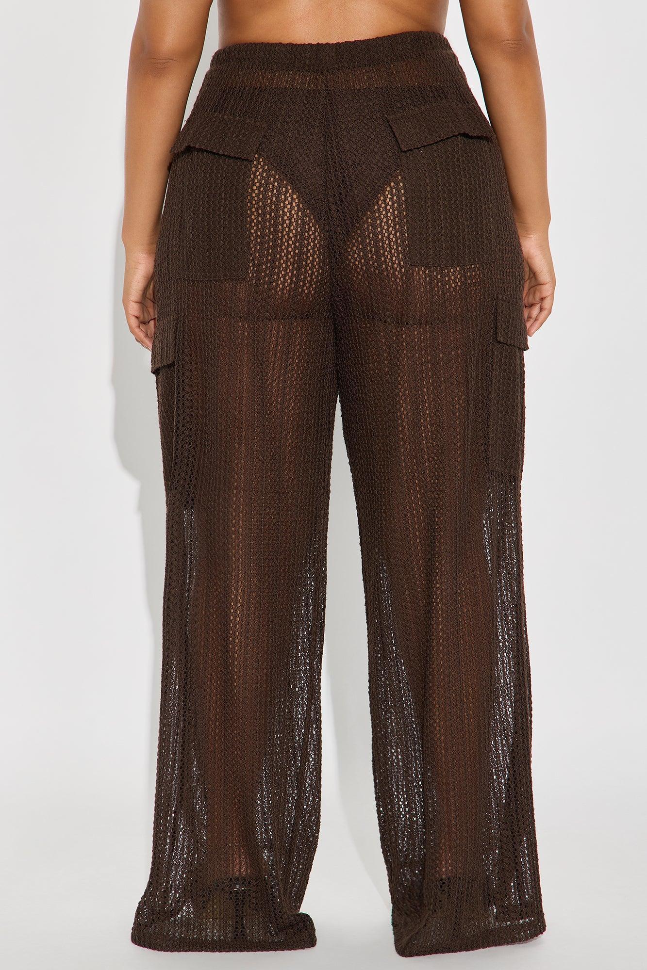 Fun Times Crochet Wide Leg Pant - Chocolate Product Image