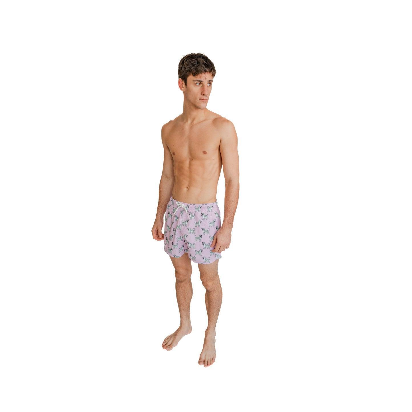 Bermies Pink Cheetah Swim Trunks Male Product Image