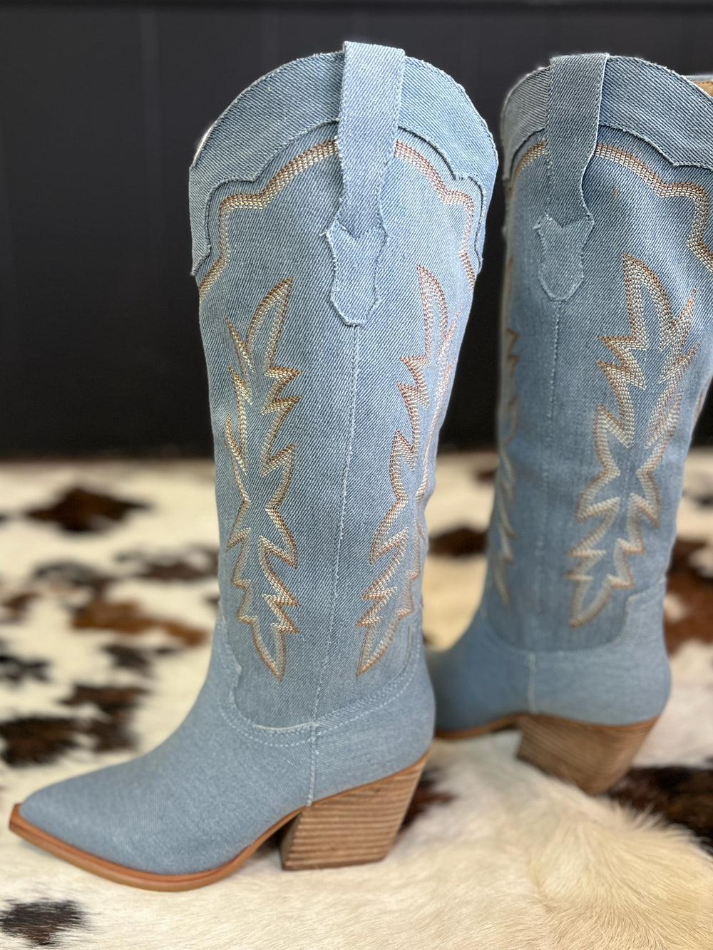 Miim Indigo Denim Boots Product Image
