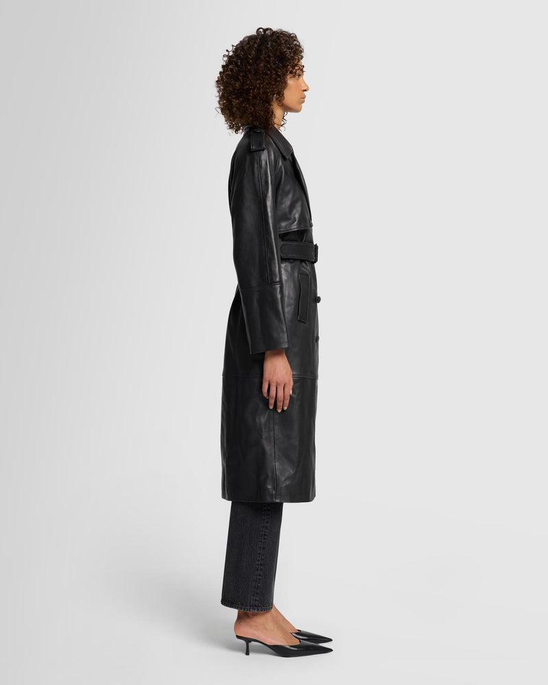 Italian Leather Trench Coat Product Image