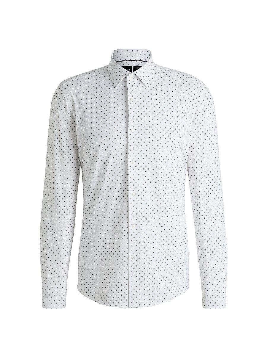 Mens Slim-Fit Shirt in Geometric-Print Performance-Stretch Fabric Product Image