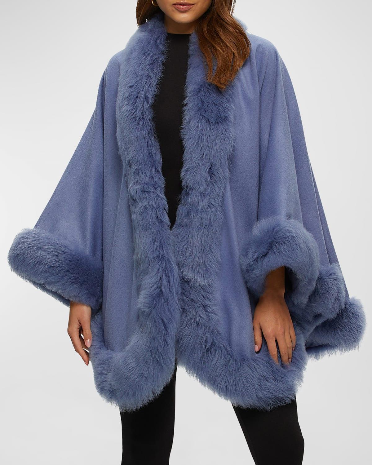 Cashmere Cape With Toscana Shearling Lamb Trim Product Image