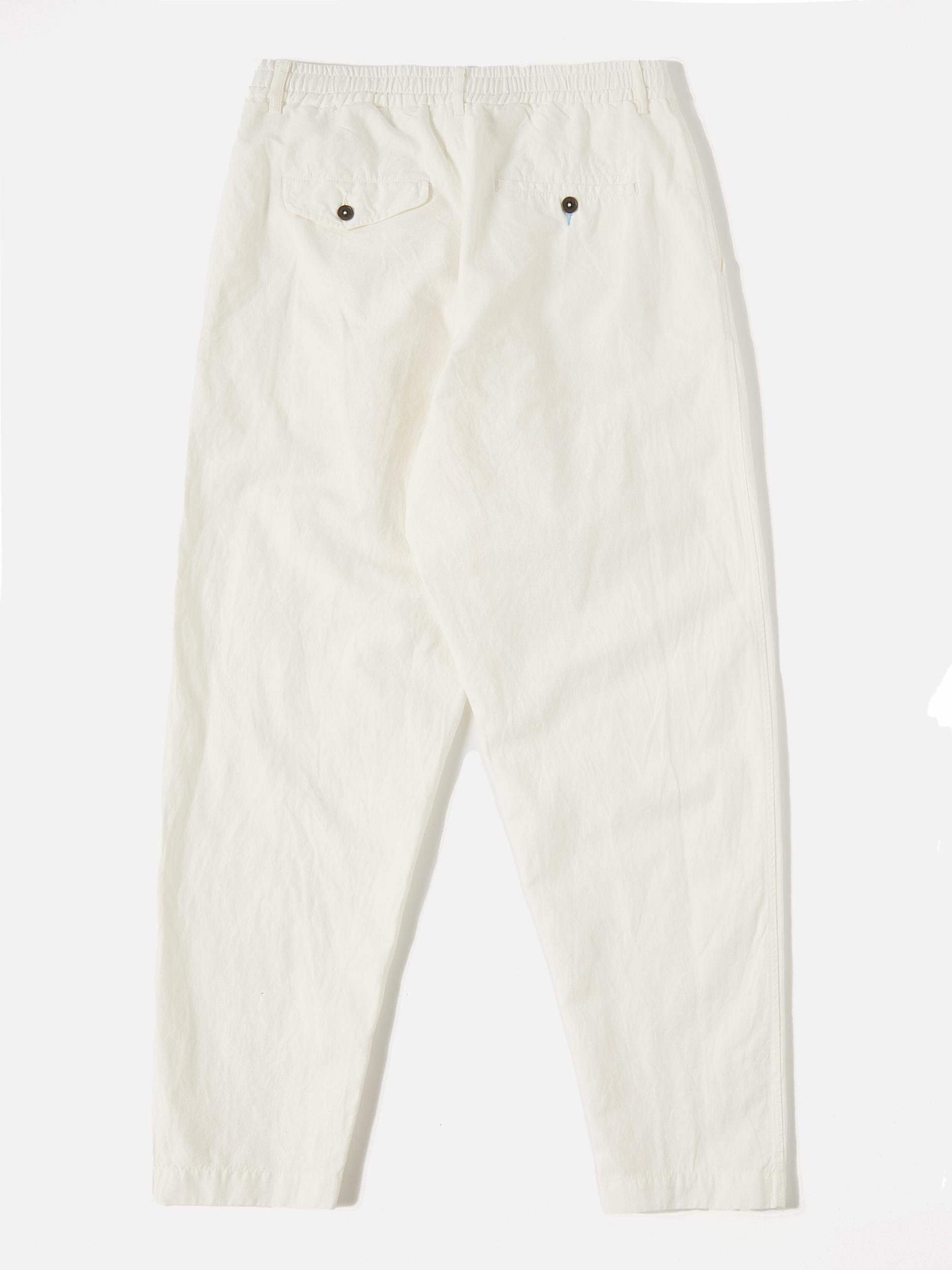 Universal Works Pleated Track Pant in Ecru Linen Slub Weave Product Image