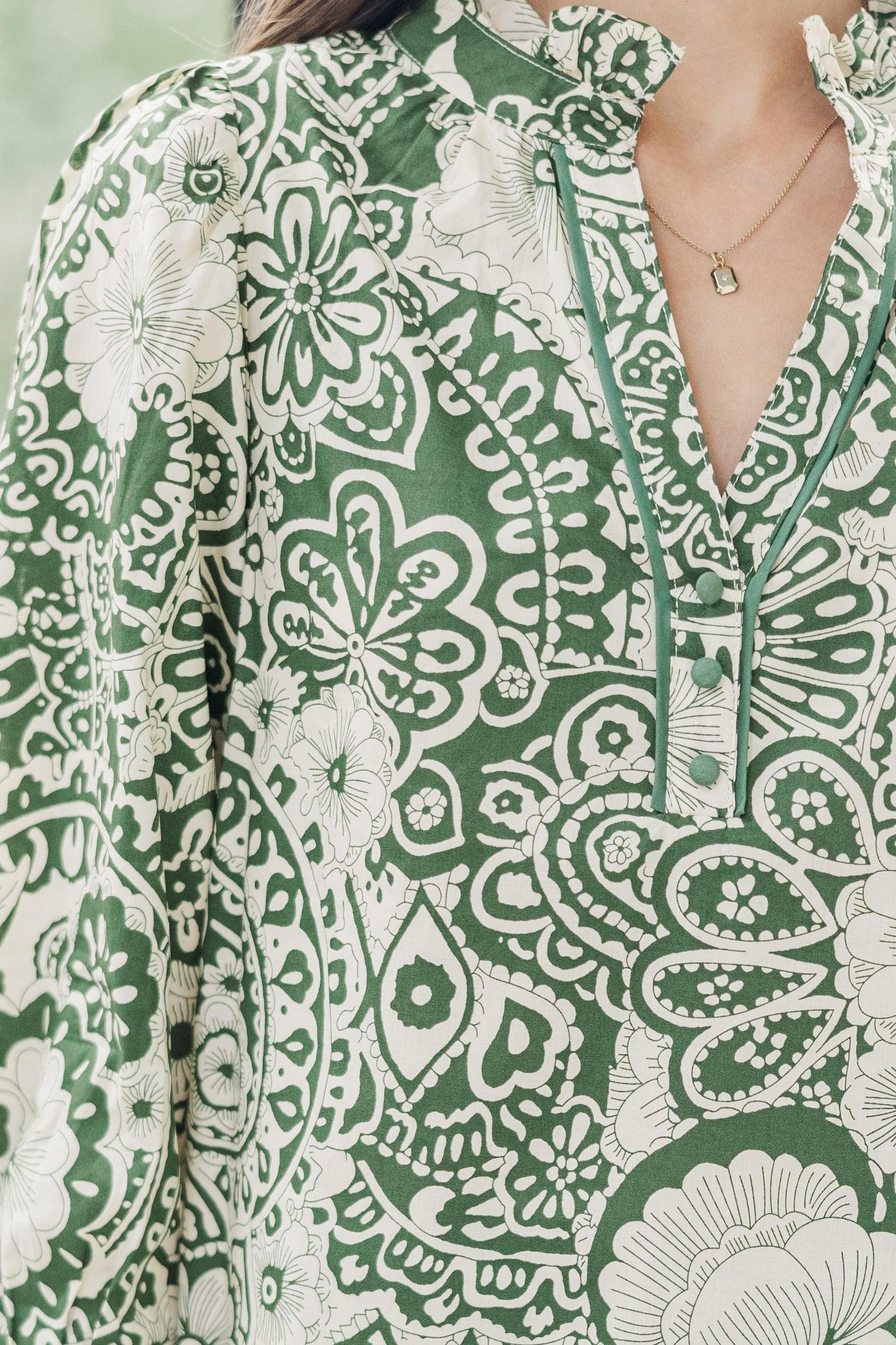 Give It Your All Olive Green Floral Blouse Female Product Image