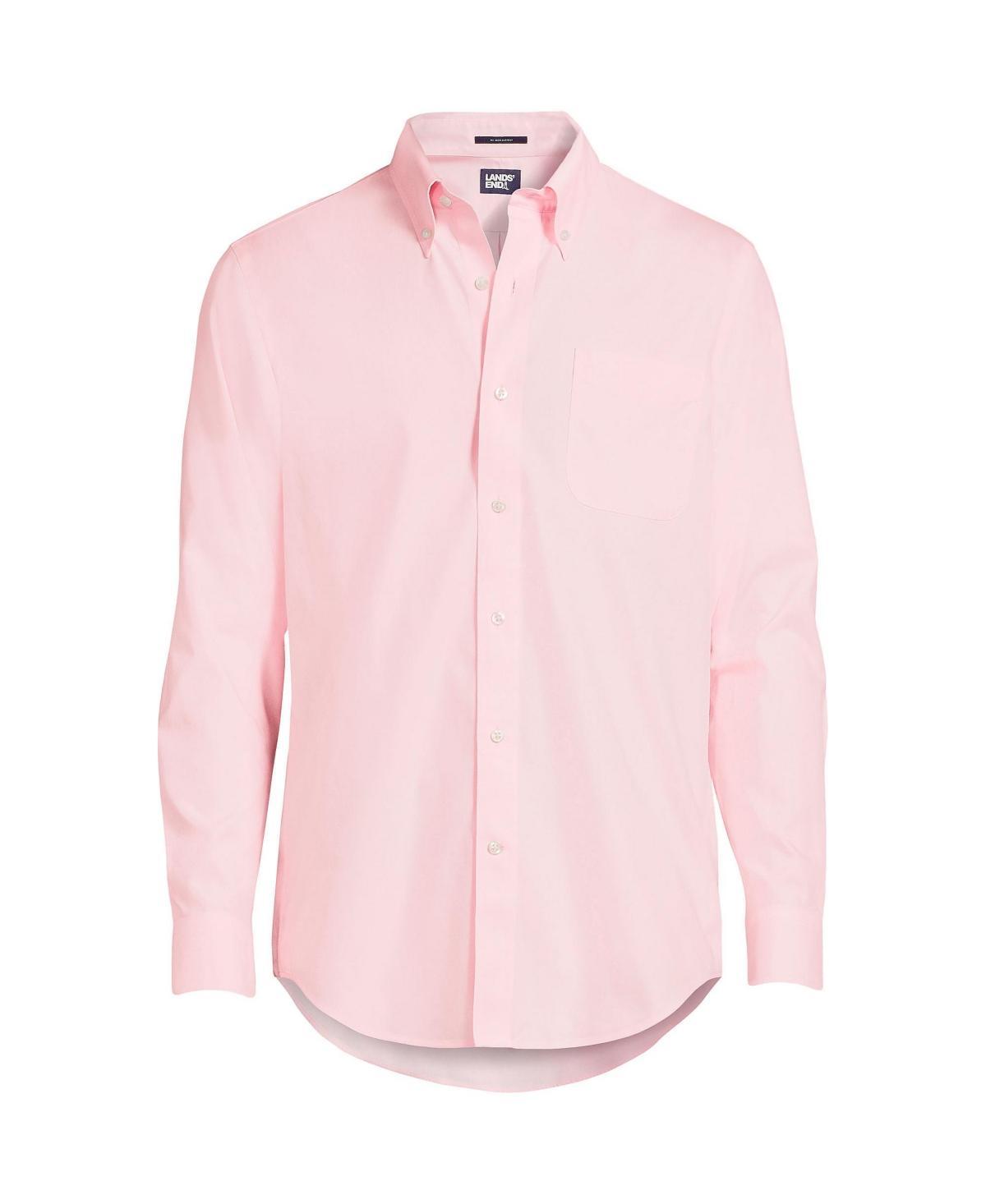 Lands End Mens Traditional Fit Solid No Iron Supima Pinpoint Buttondown Collar Dress Shirt Product Image
