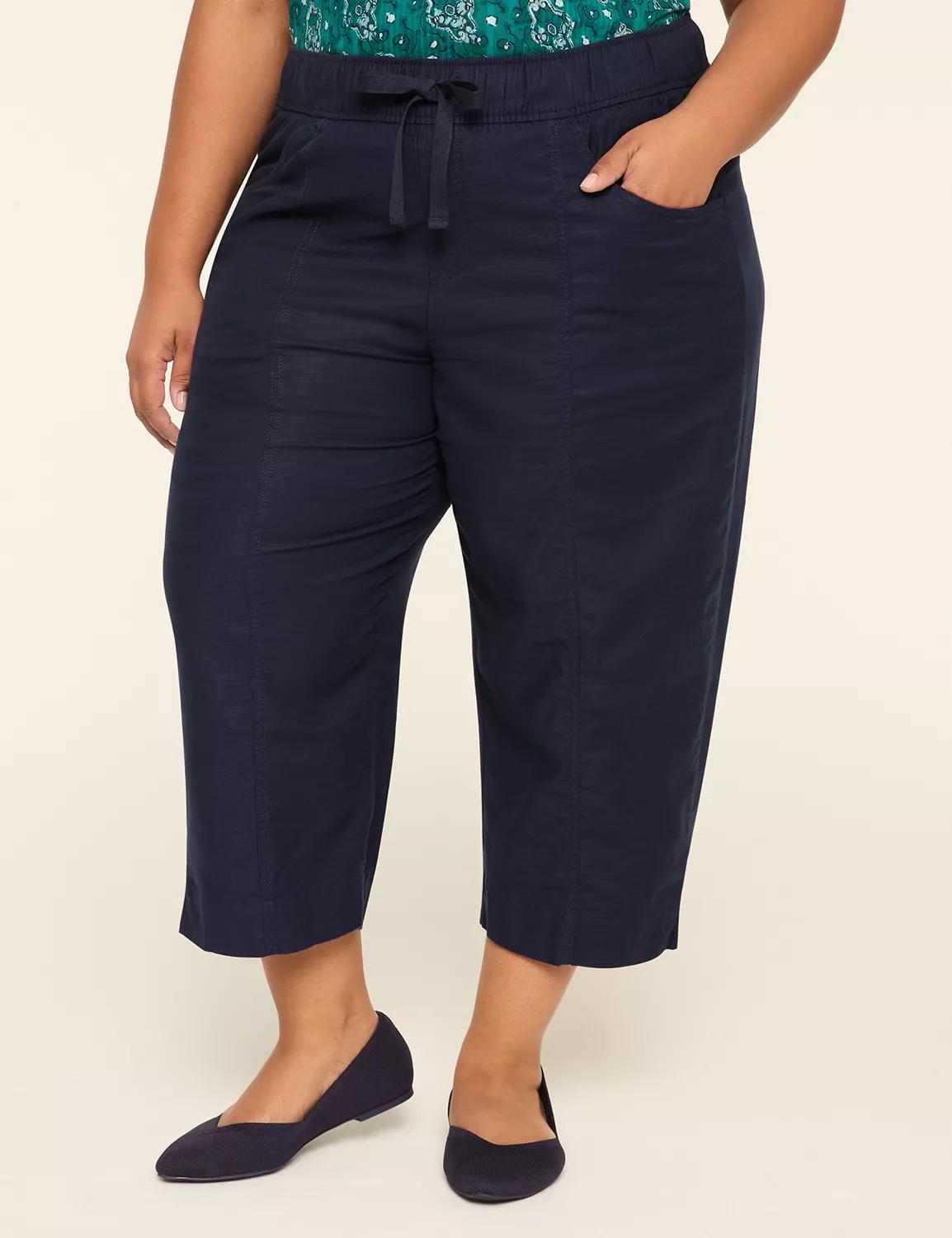 Slub Pull-On Crop Pant Product Image