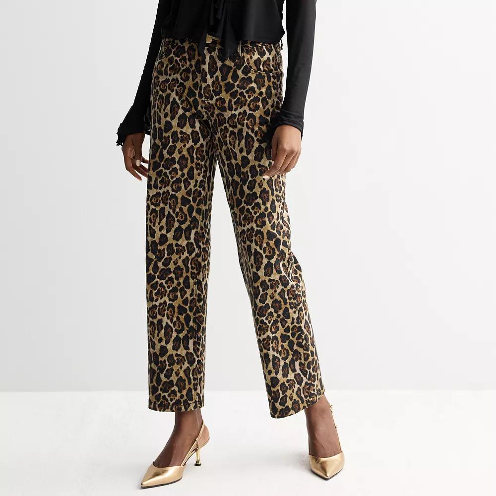 Women's Intempo Animal Print Straight Leg Pant, Size: 10, Leopard Product Image