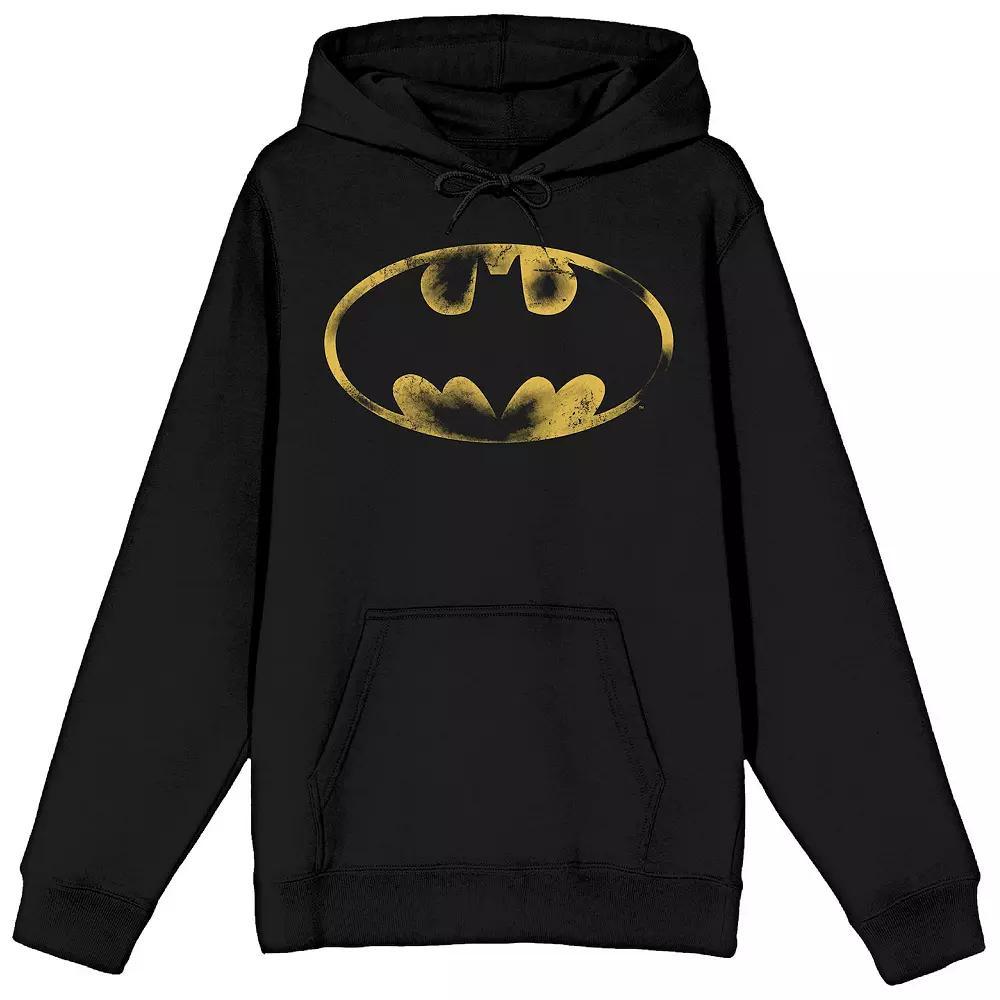 Men's Batman Core Distressed Gold Hoodie, Size: XXL, Black Product Image
