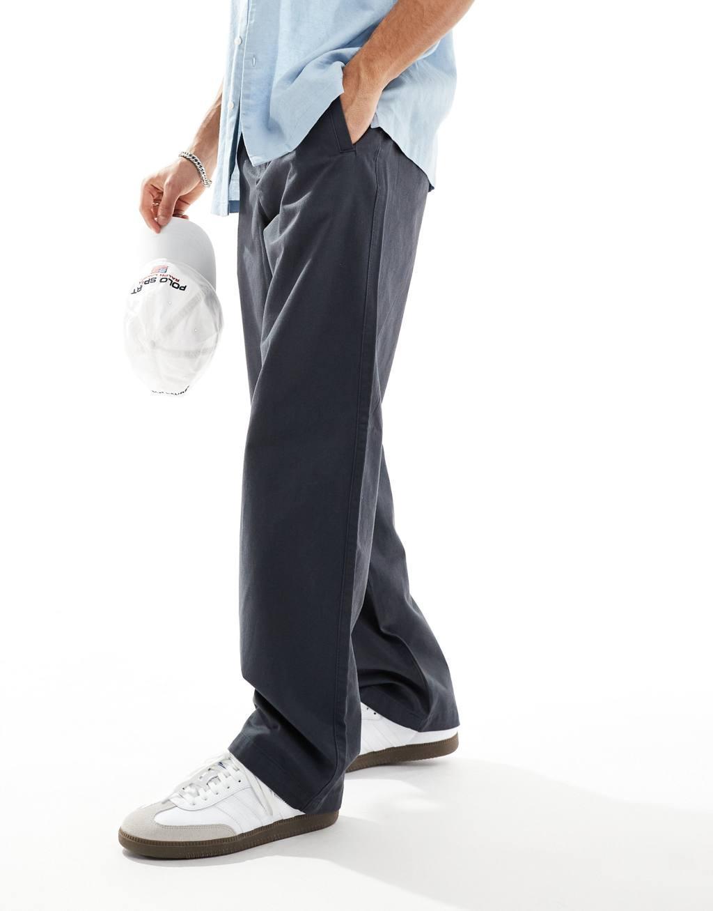 ASOS DESIGN baggy fit pull on pants in charcoal  Product Image