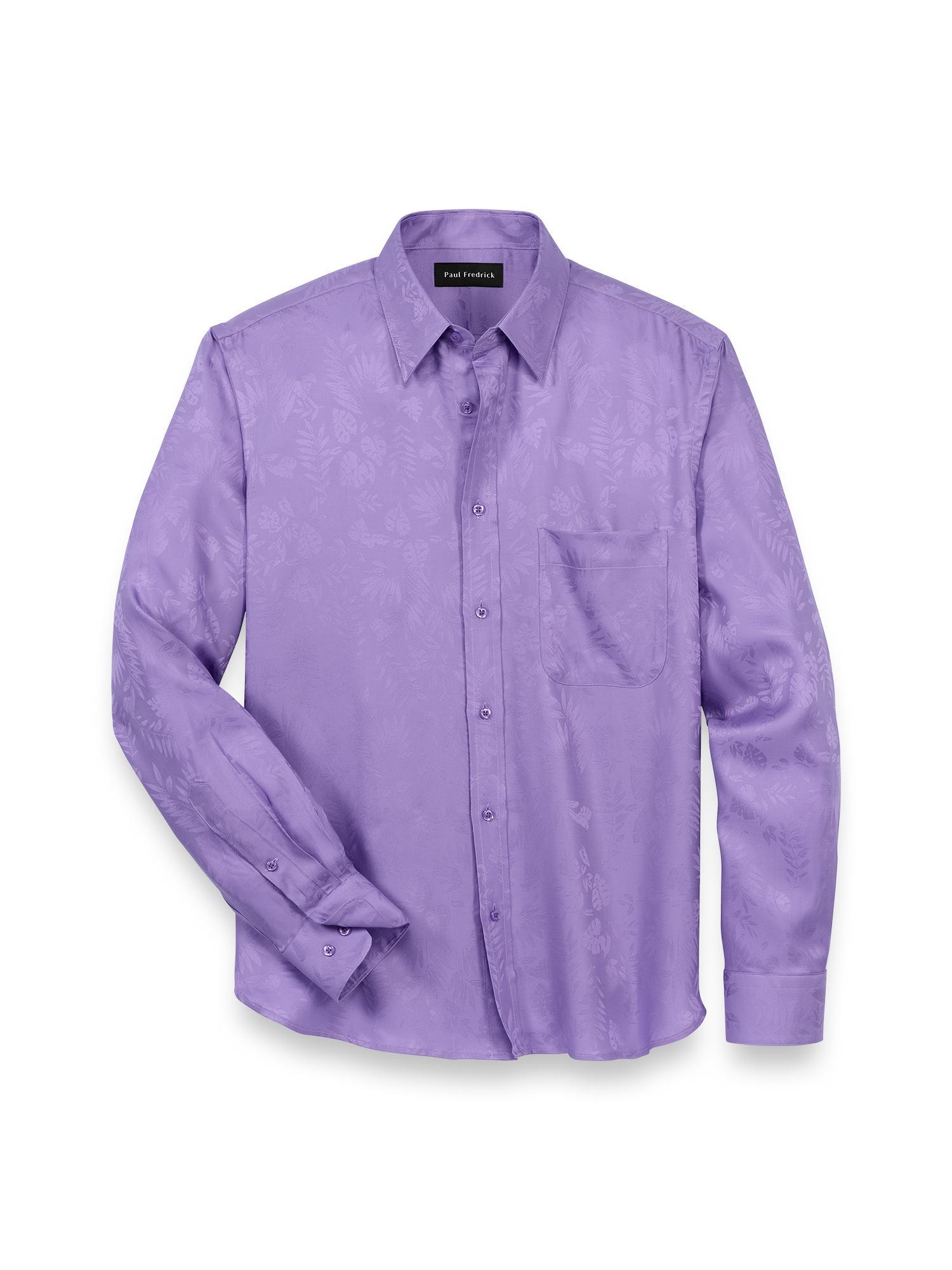 Lyocell Solid Jacquard Casual Shirt - Lavender Product Image