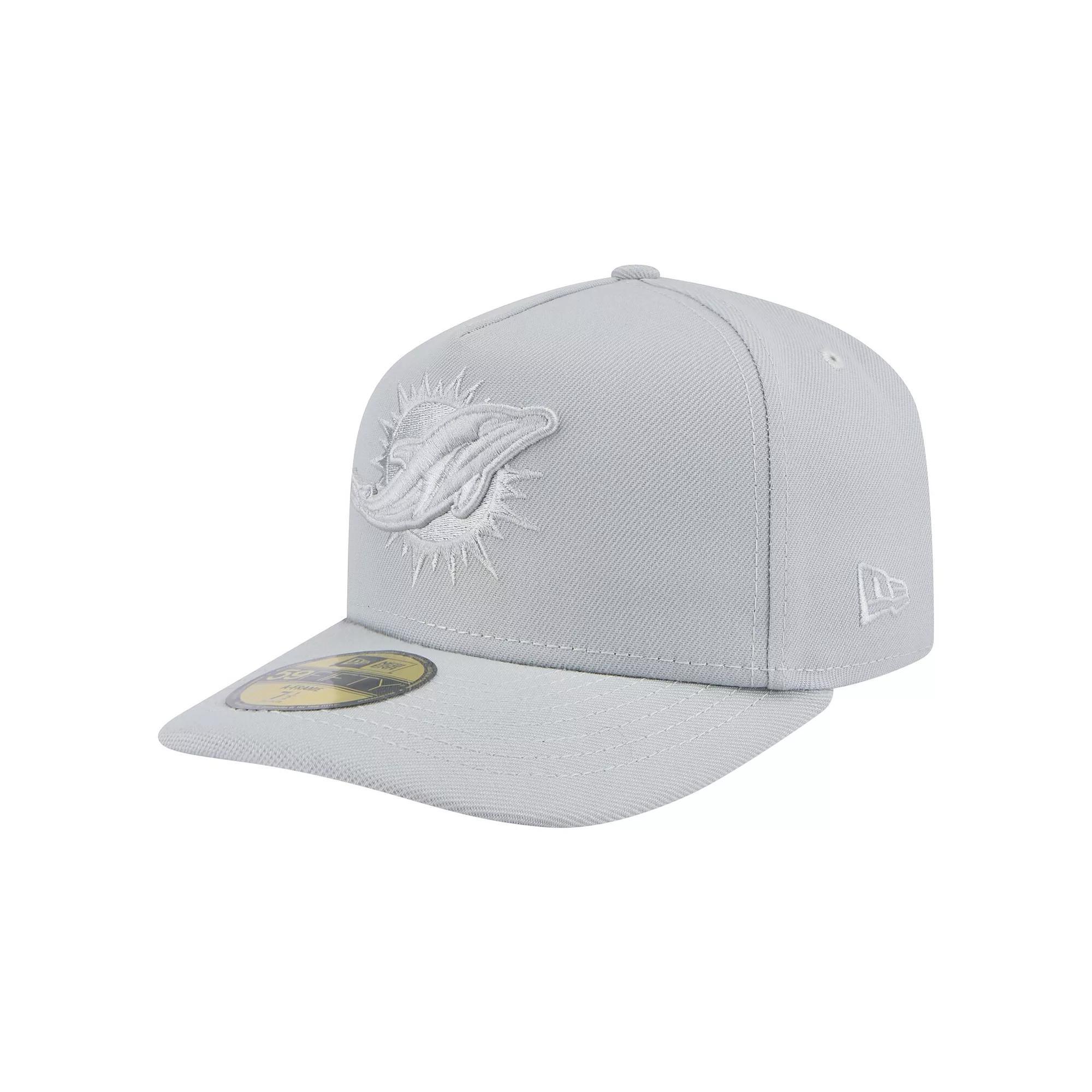 Men's New Era Gray Miami Dolphins Color Pack A-Frame 59FIFTY Fitted Hat, Size: 7 3/4, Grey Product Image
