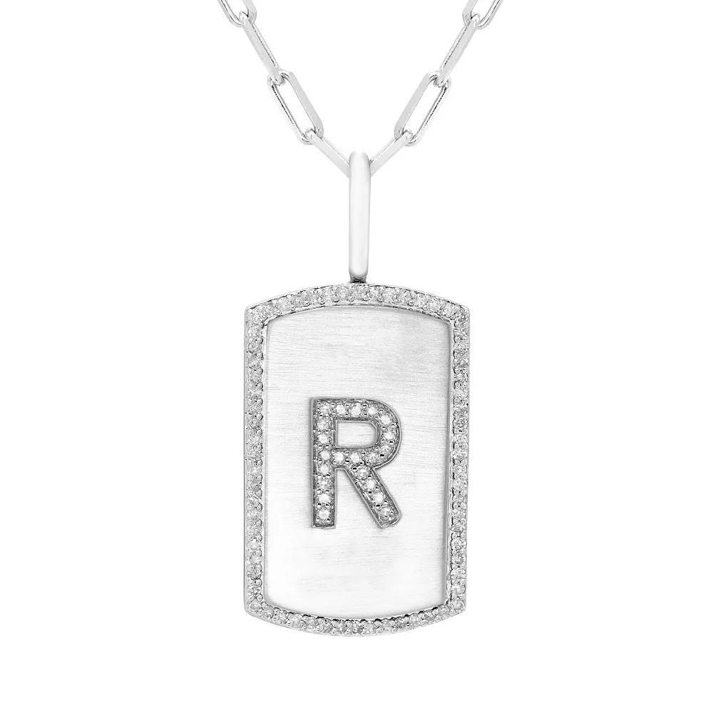 It's Personal Initial Sterling Silver & 1/4 Carat T.W. Diamond Dog Tag Necklace, Women's, Size: 20", Sterling Z Product Image