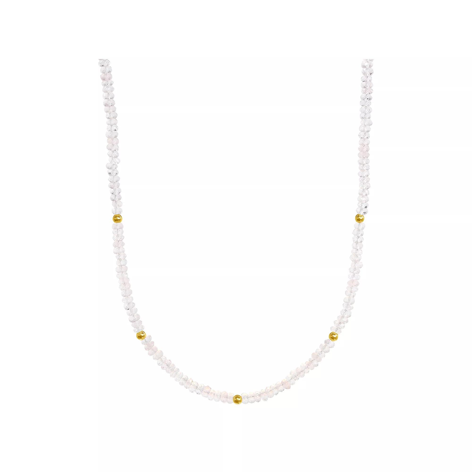 Jewelmak 14k Yellow Gold & Rose Quartz Necklace, Women's, Size: 17", 14k Gold Product Image