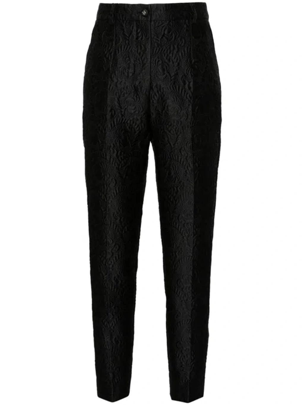 DOLCE & GABBANA Jacquard Tailored Trousers In Black Product Image