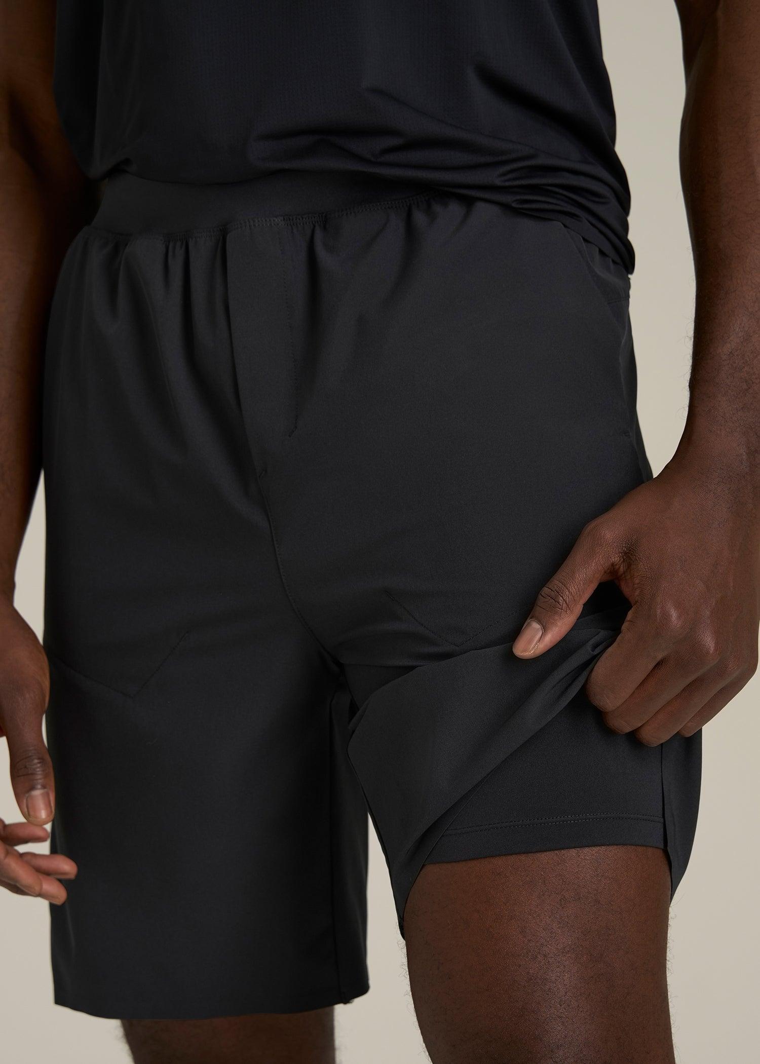 2-in-1 Featherweight Running Short for Tall Men in Black Product Image