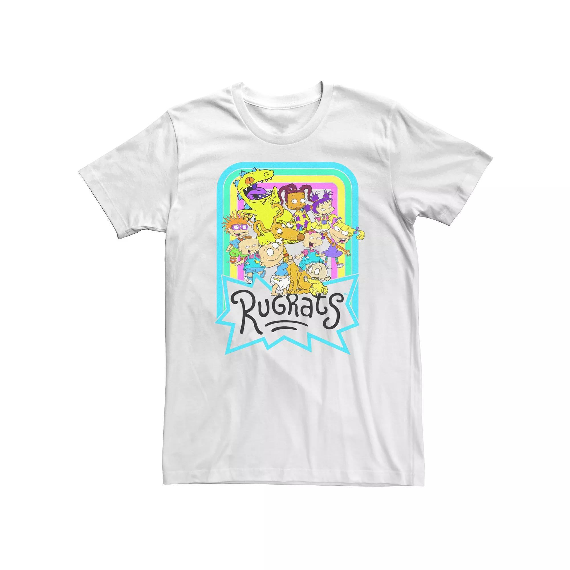 Men's Rugrats Neon Rainbow Group Tee, Size: XXL, White Product Image