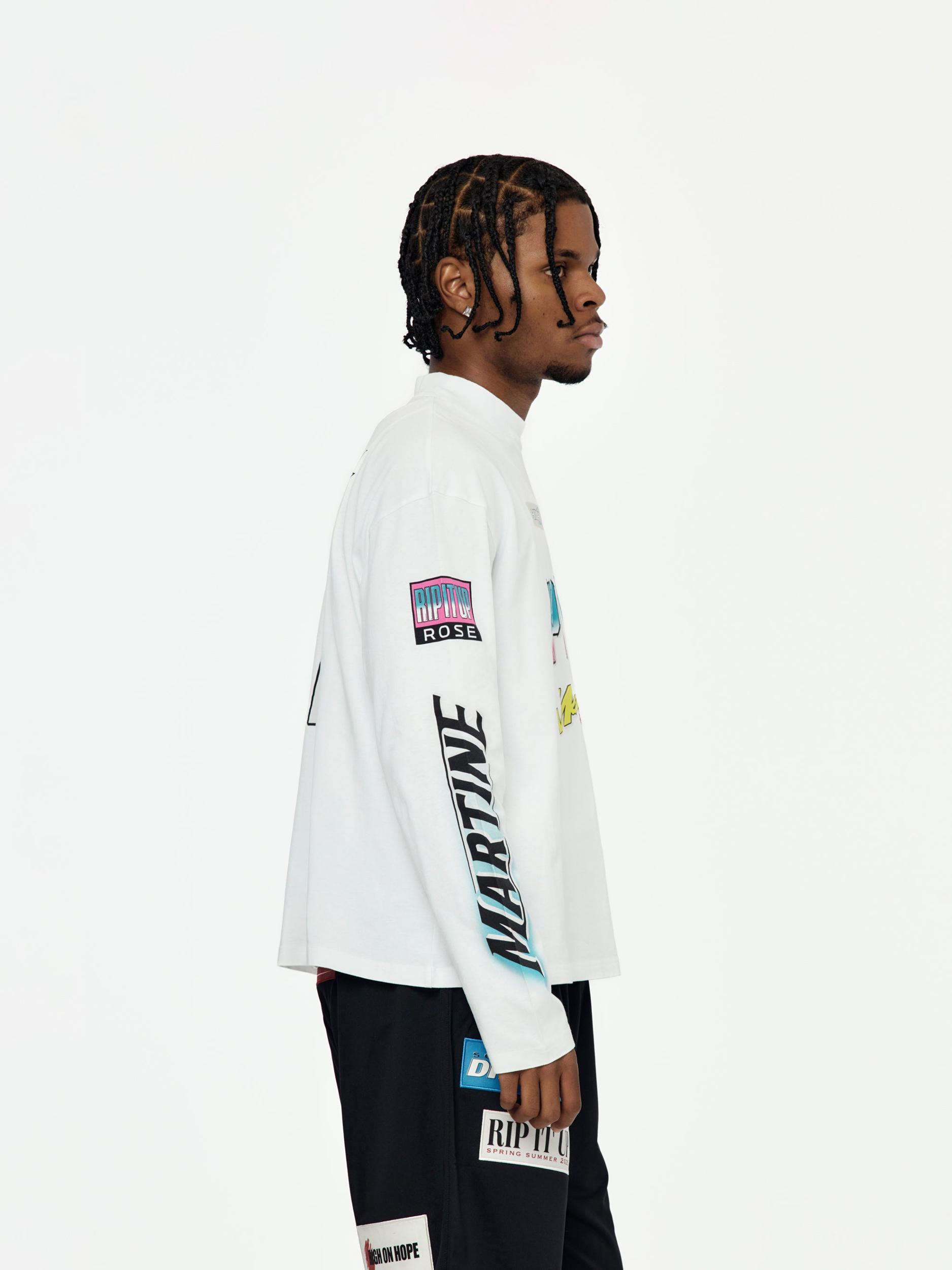 BMX Funnel Neck L/S T-Shirt (White) Product Image