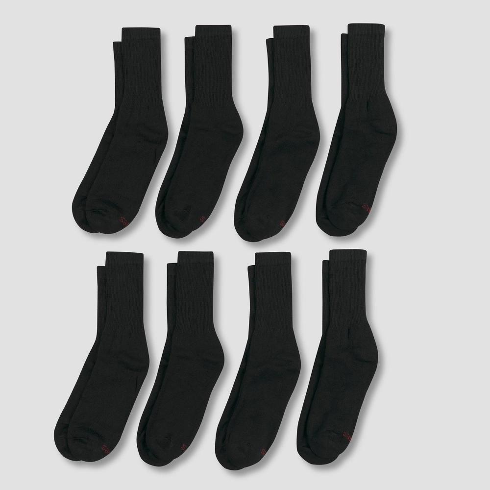 Mens Hanes 8pk Crew Socks with FreshIQ 6-12: Cotton Blend, Moisture Wicking, Reinforced Heel & Toe, Machine Washable Product Image