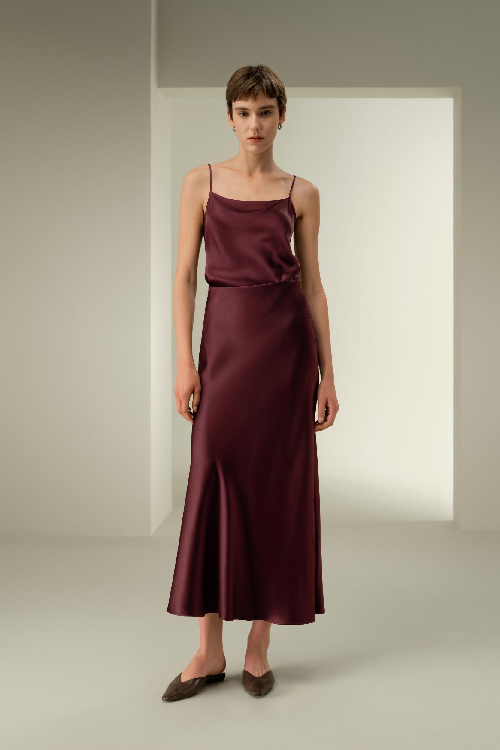 Double-Faced Silk Charmeuse Maxi Skirt Product Image