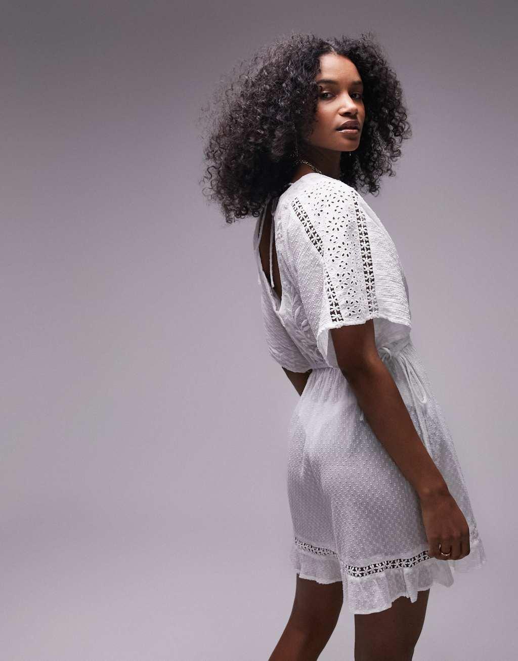 Topshop embroidered textured beach cover up Product Image