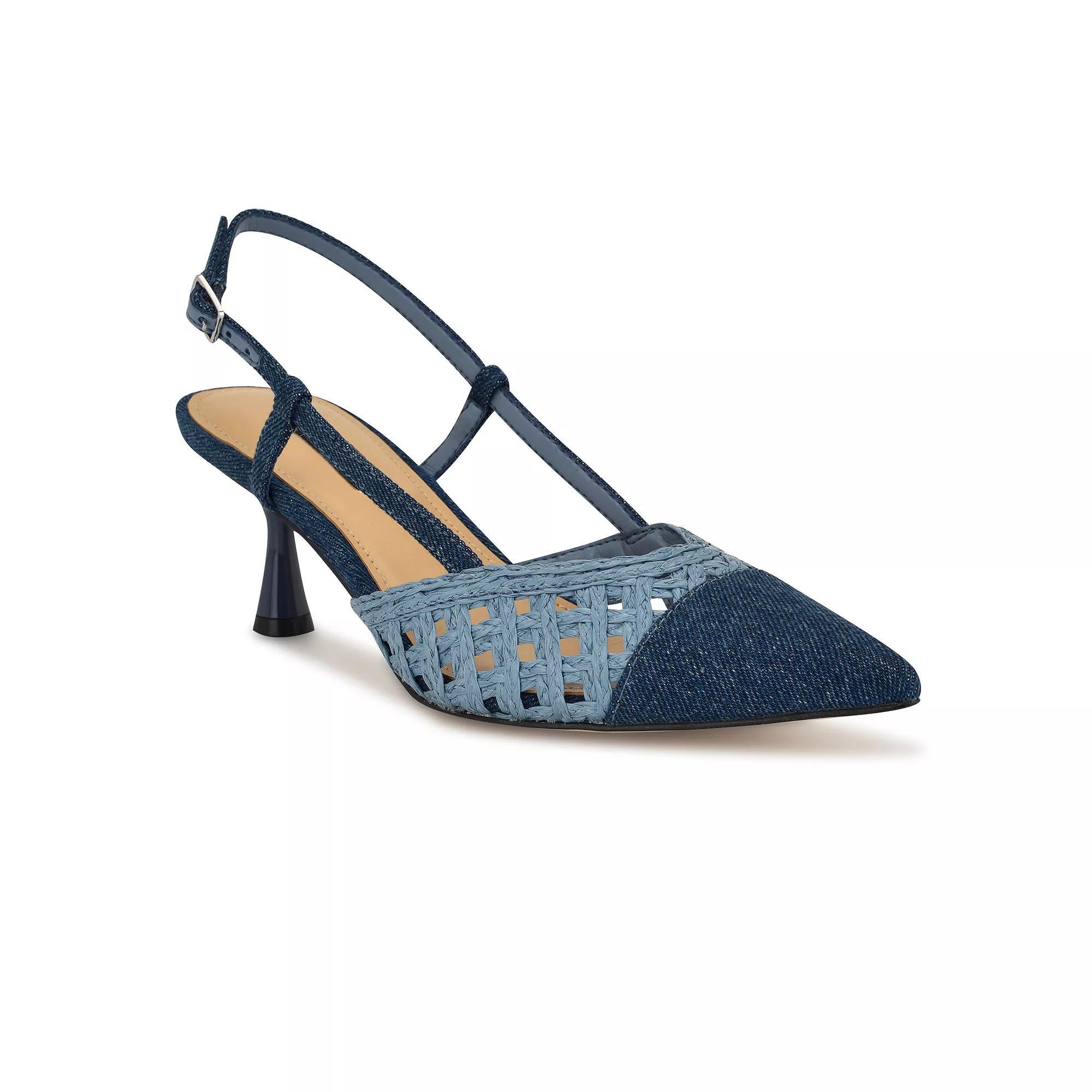 Nine West Railen Women's Pointy Toe Slingback Dress Pumps, Size: 12, Blue Blue Product Image