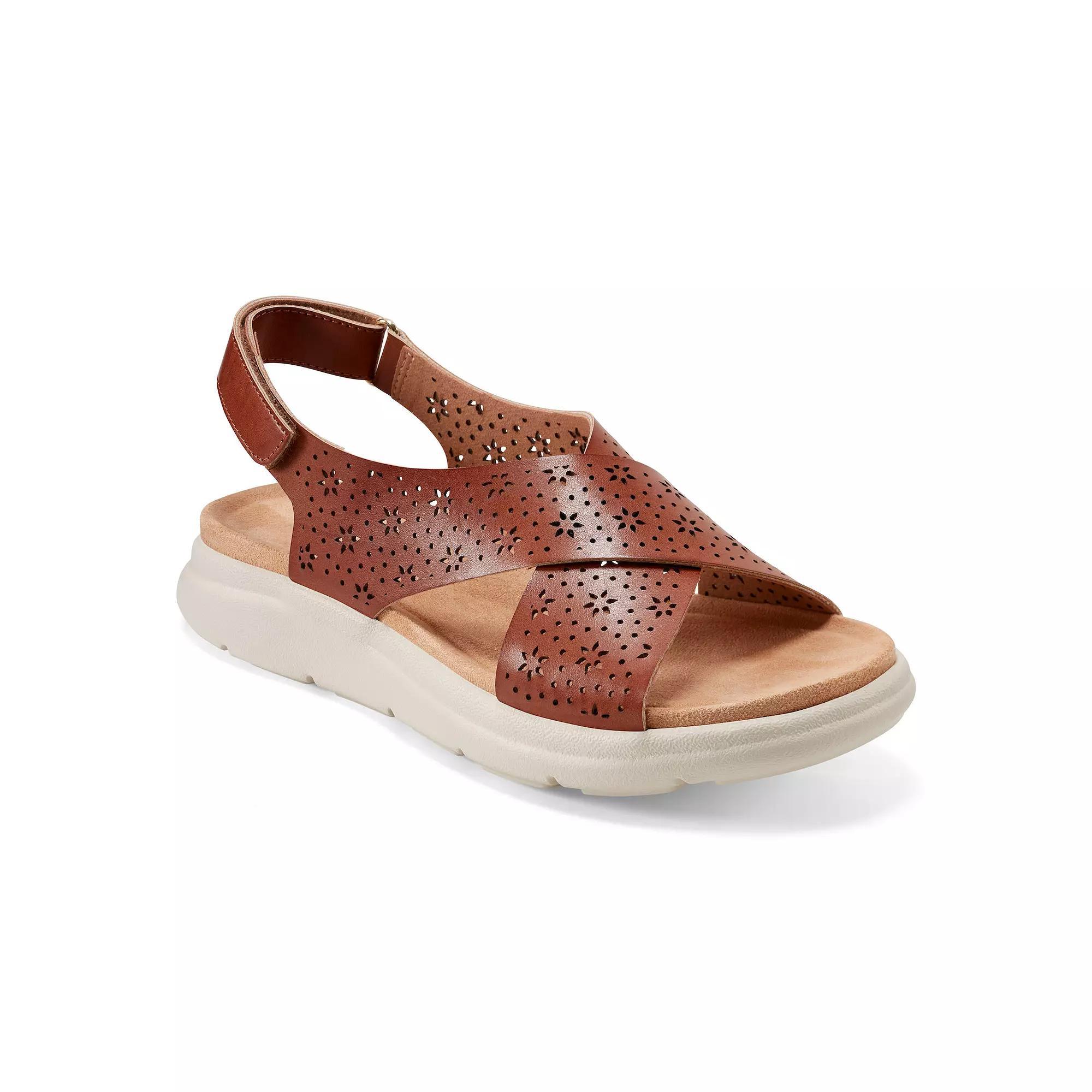 Easy Spirit Amiya Women's Perforated Criss-Cross Strap Slingback Sandals, Size: 7, Medium Brown Product Image