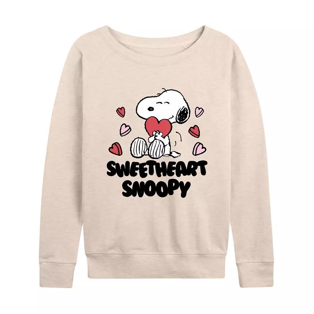 Womens Peanuts Sweetheart Snoopy French Terry Long Sleeve Tee Product Image