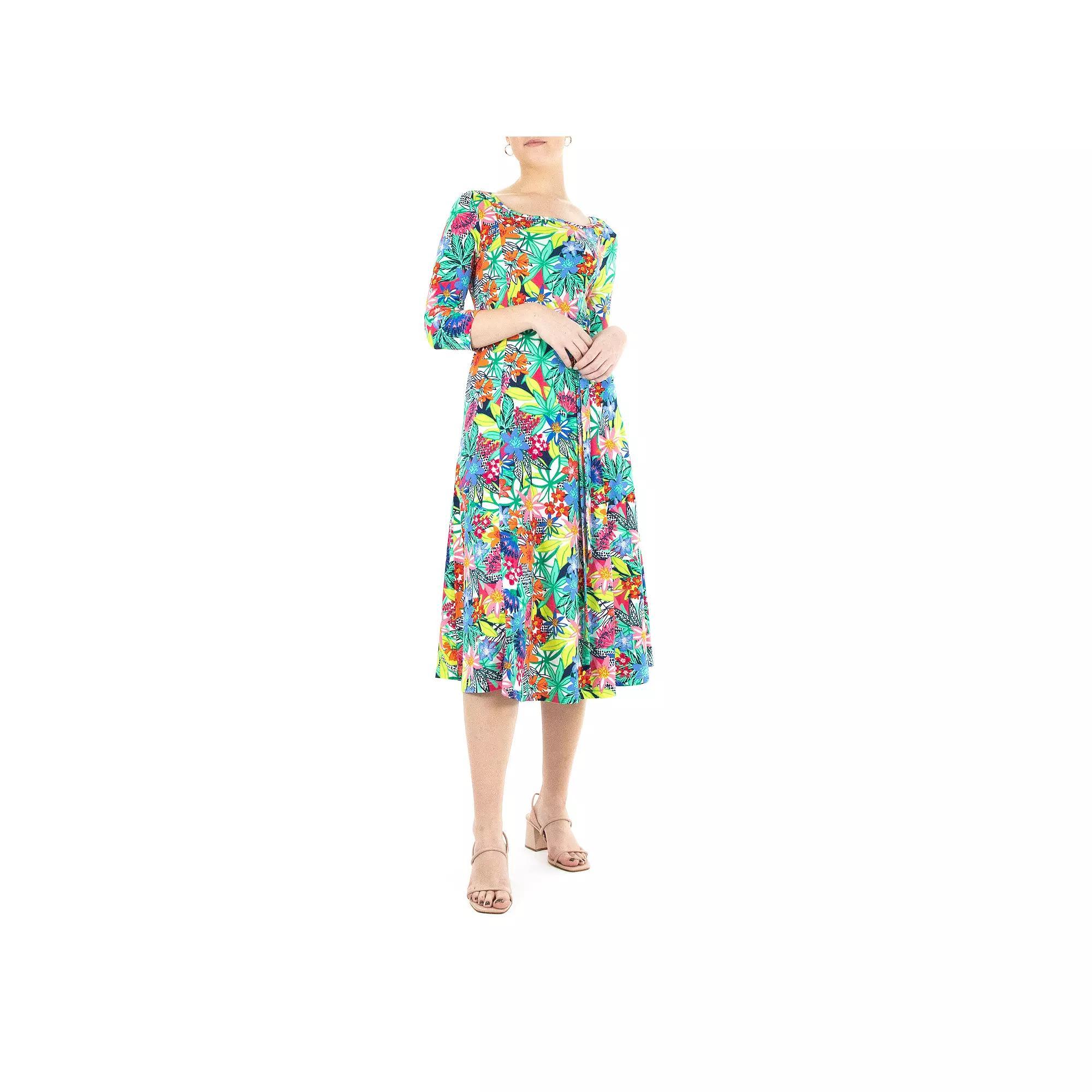 Womens Nina Leonard Sylvia Print Midi Dress Product Image