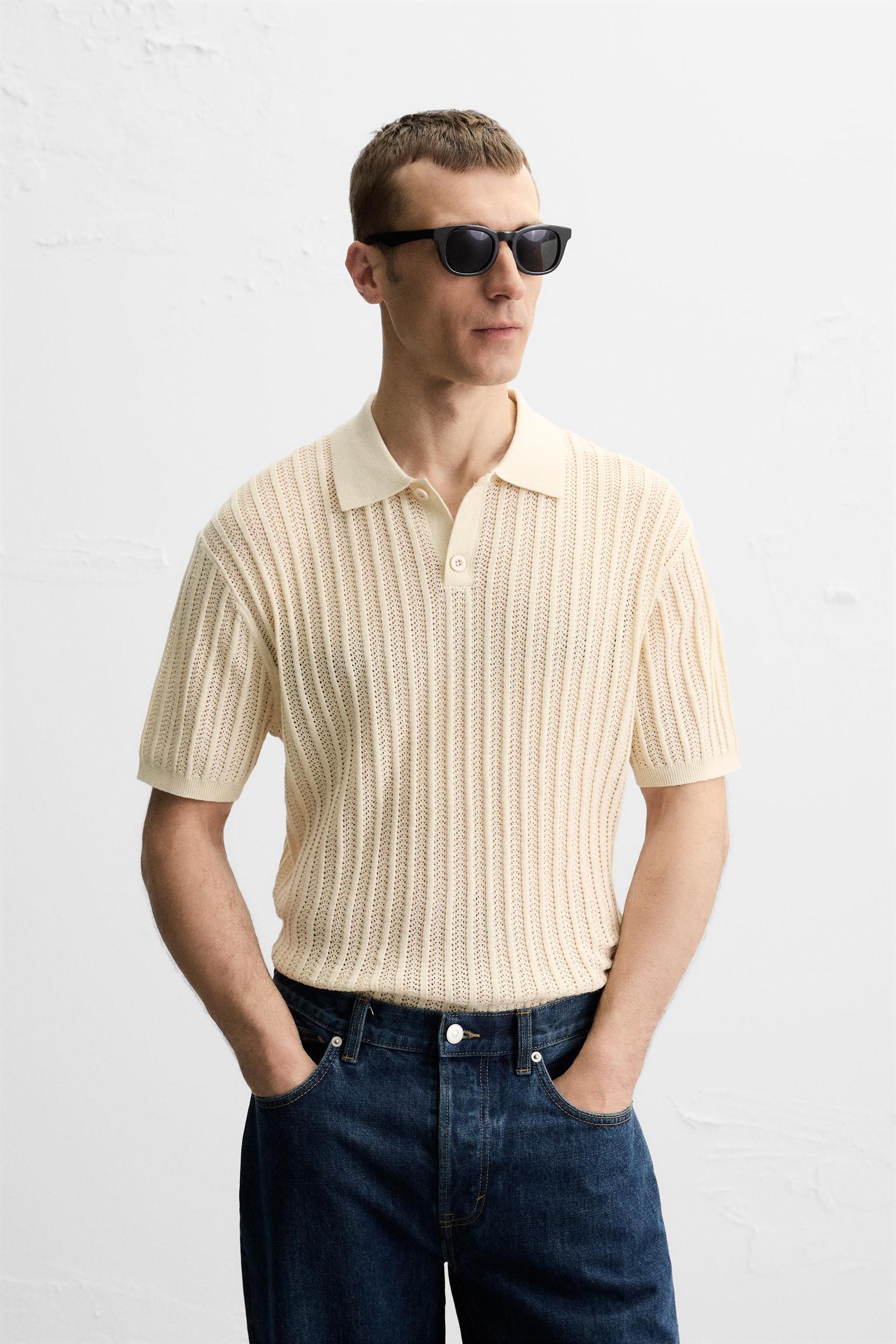 COTTON - LINEN BLEND KNIT POLO Product Image