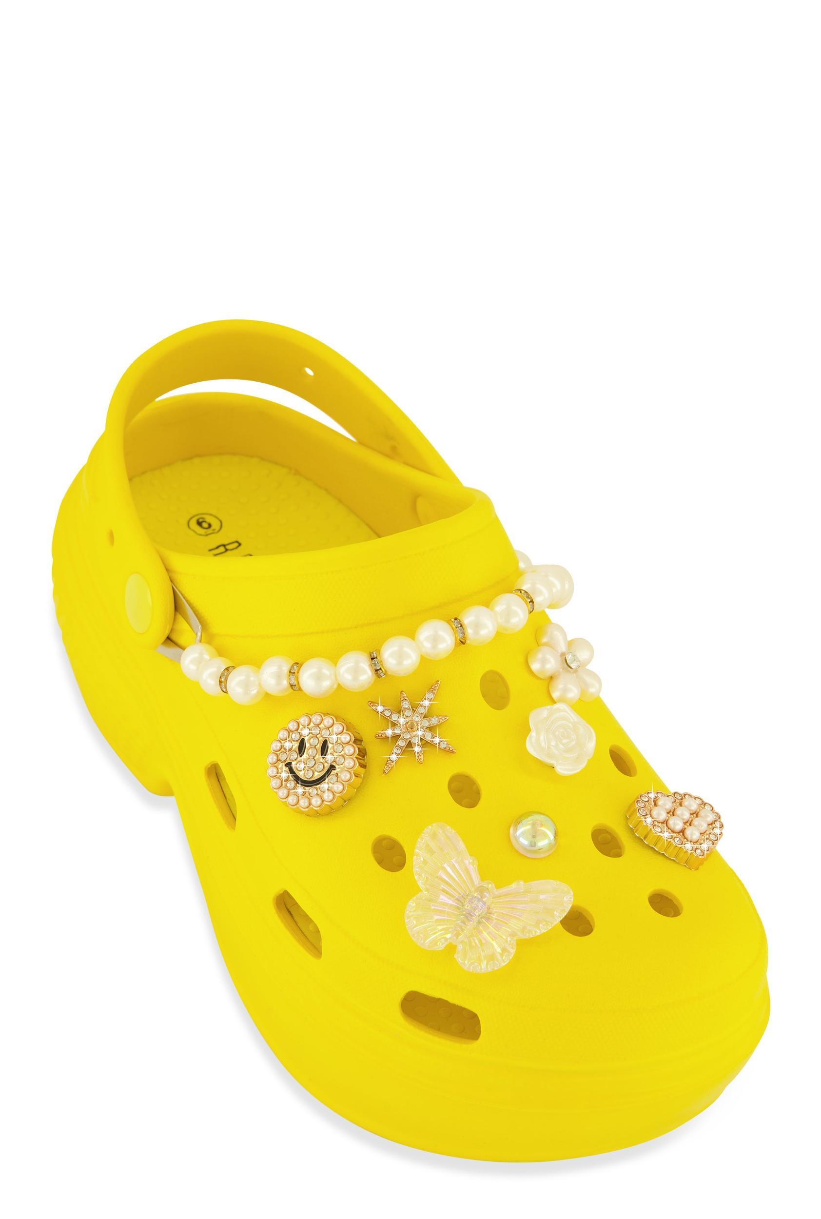 Womens Studded Charm Platform Clogs Product Image
