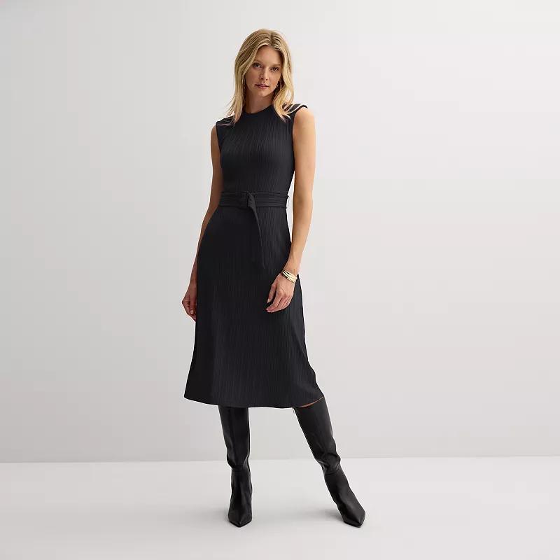 Womens Nine West Belted Rib Midi Dress Product Image