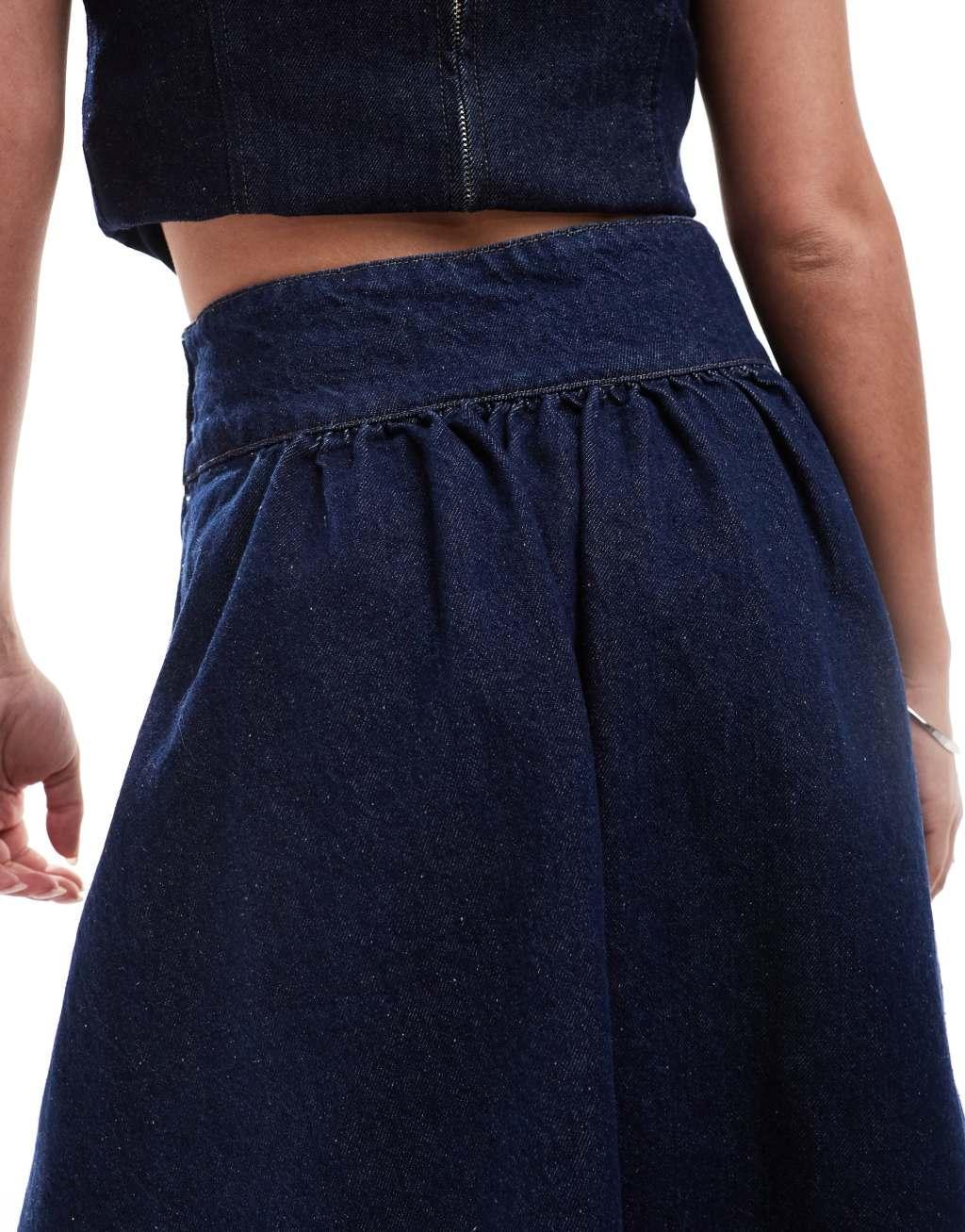ASOS DESIGN denim circle skirt in indigo Product Image