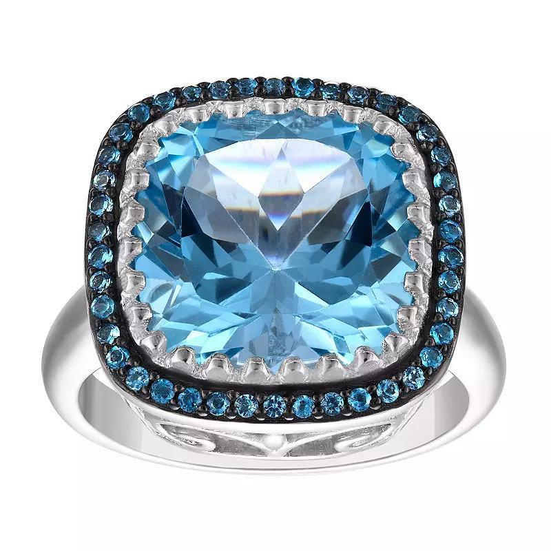 Tiara Sterling Silver London & Sky Blue Topaz Filigree Ring, Women's, Size: 9, Silver Tone Product Image