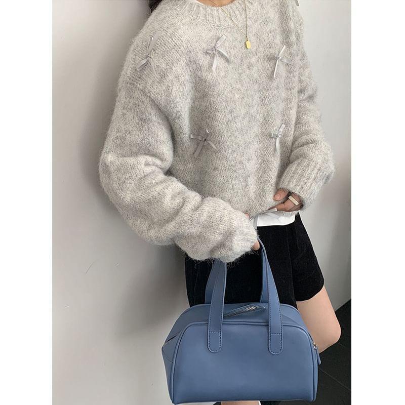 Round Neck Bow Sweater Product Image