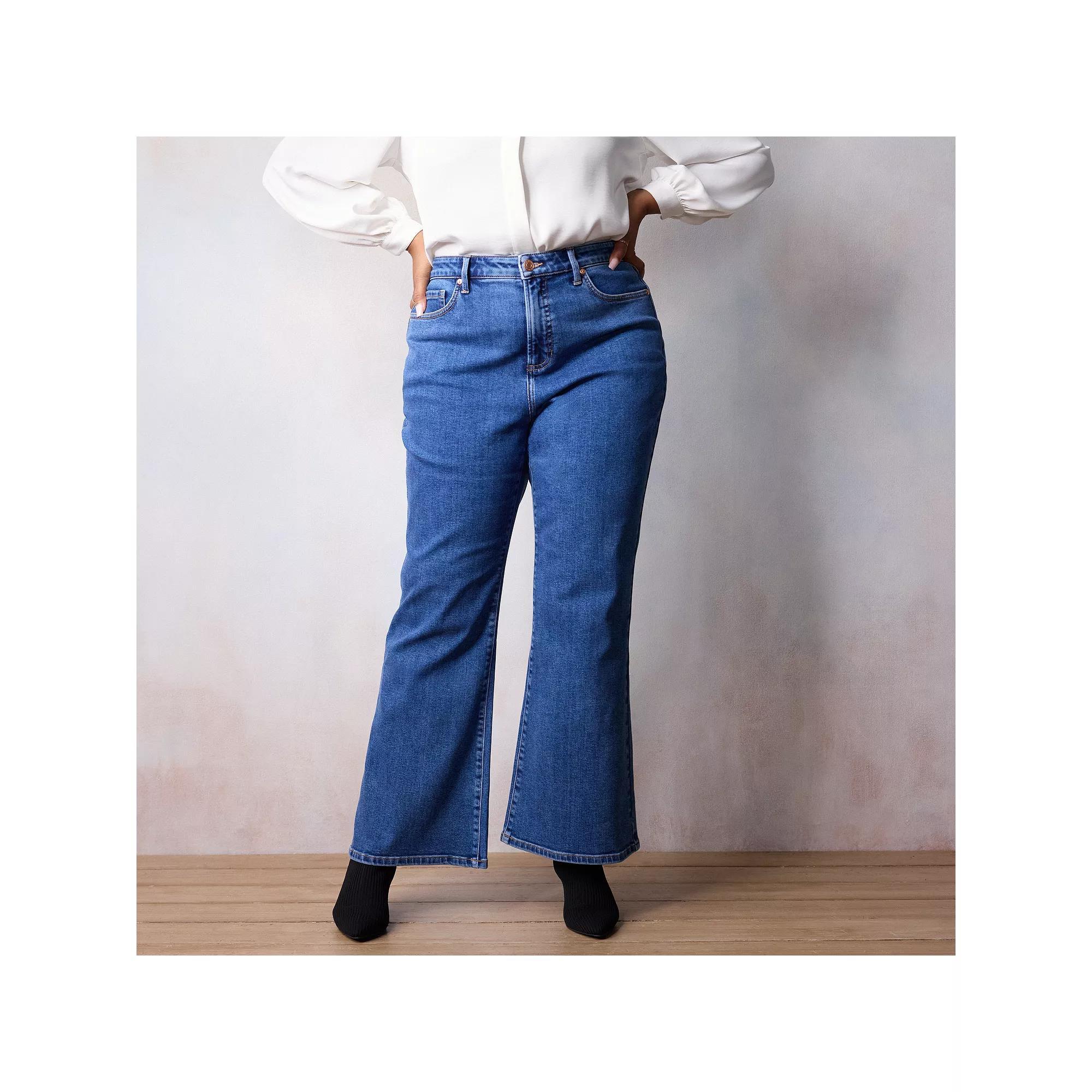 Plus Size LC Lauren Conrad Super High-Rise Flare Jeans, Womens Hazel Blue Product Image