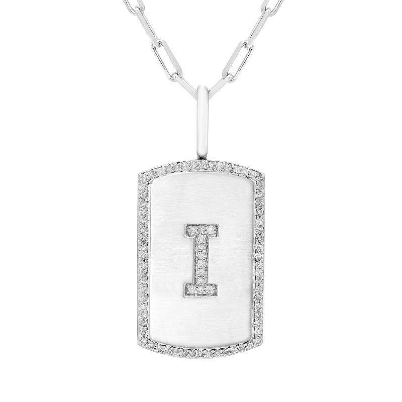 It's Personal Initial Sterling Silver & 1/4 Carat T.W. Diamond Dog Tag Necklace, Women's, Size: 20", Sterling L Product Image