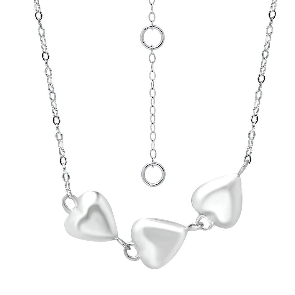 Aleure Precioso Puffy Heart Frontal Necklace, Women's, Size: 18", Silver Tone Product Image