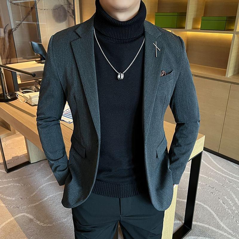 Lapel Collar Plain Single-Button Blazer / Dress Pants / Set Product Image