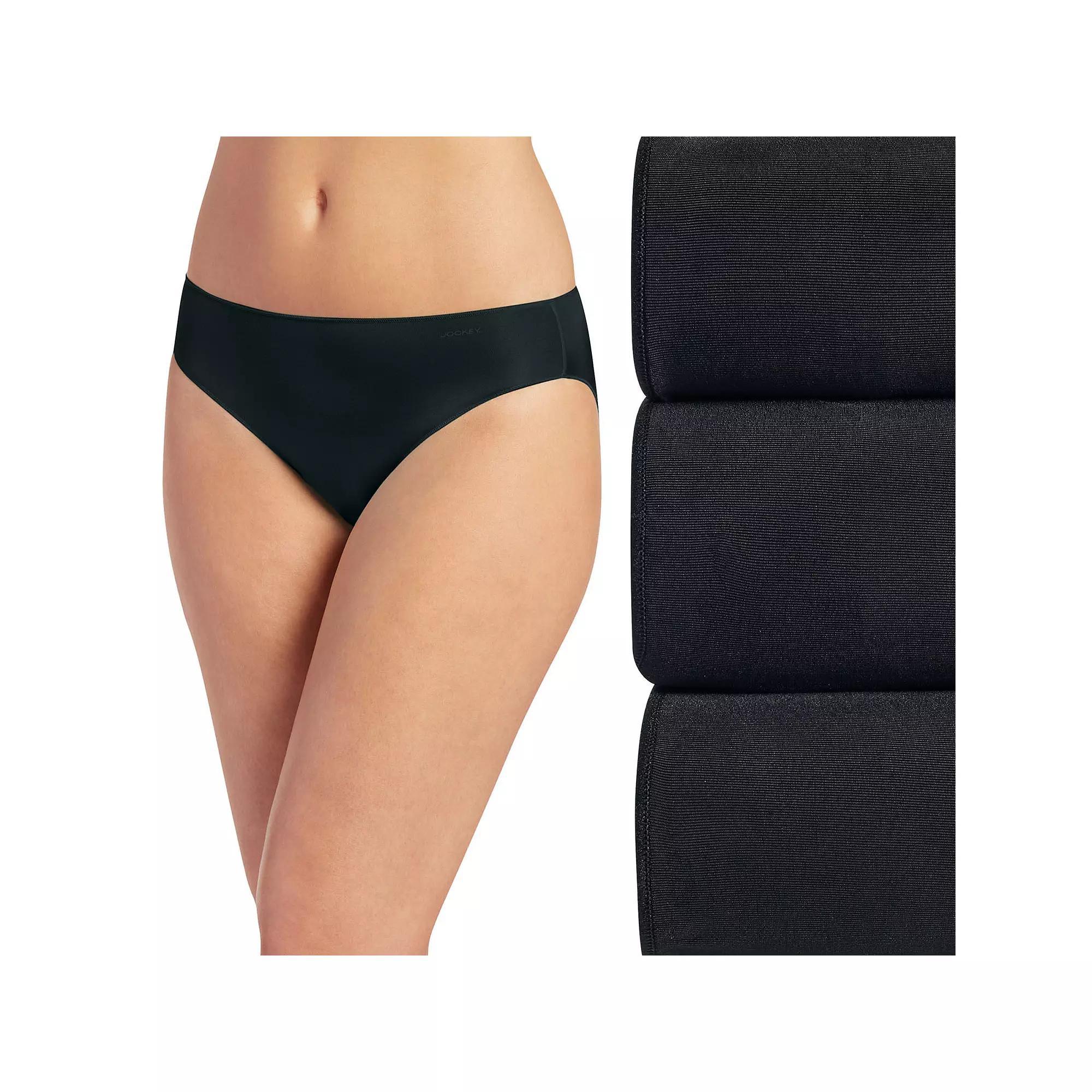 Women's Jockey® No Panty Line Promise® 3-Pack Bikini Panty Set 1770, Size: 5, Black Asst Product Image