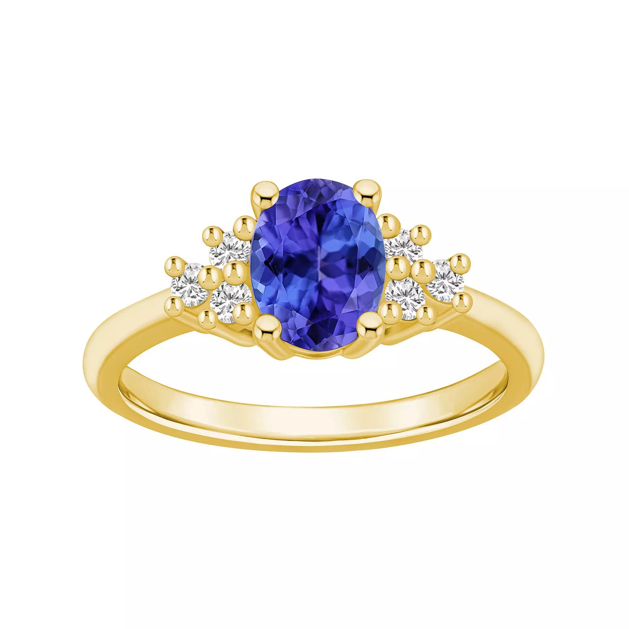 Alyson Layne 14k White Gold Oval Tanzanite & 1/5 Carat T.W. Diamond Ring, Women's, Size: 6 Product Image
