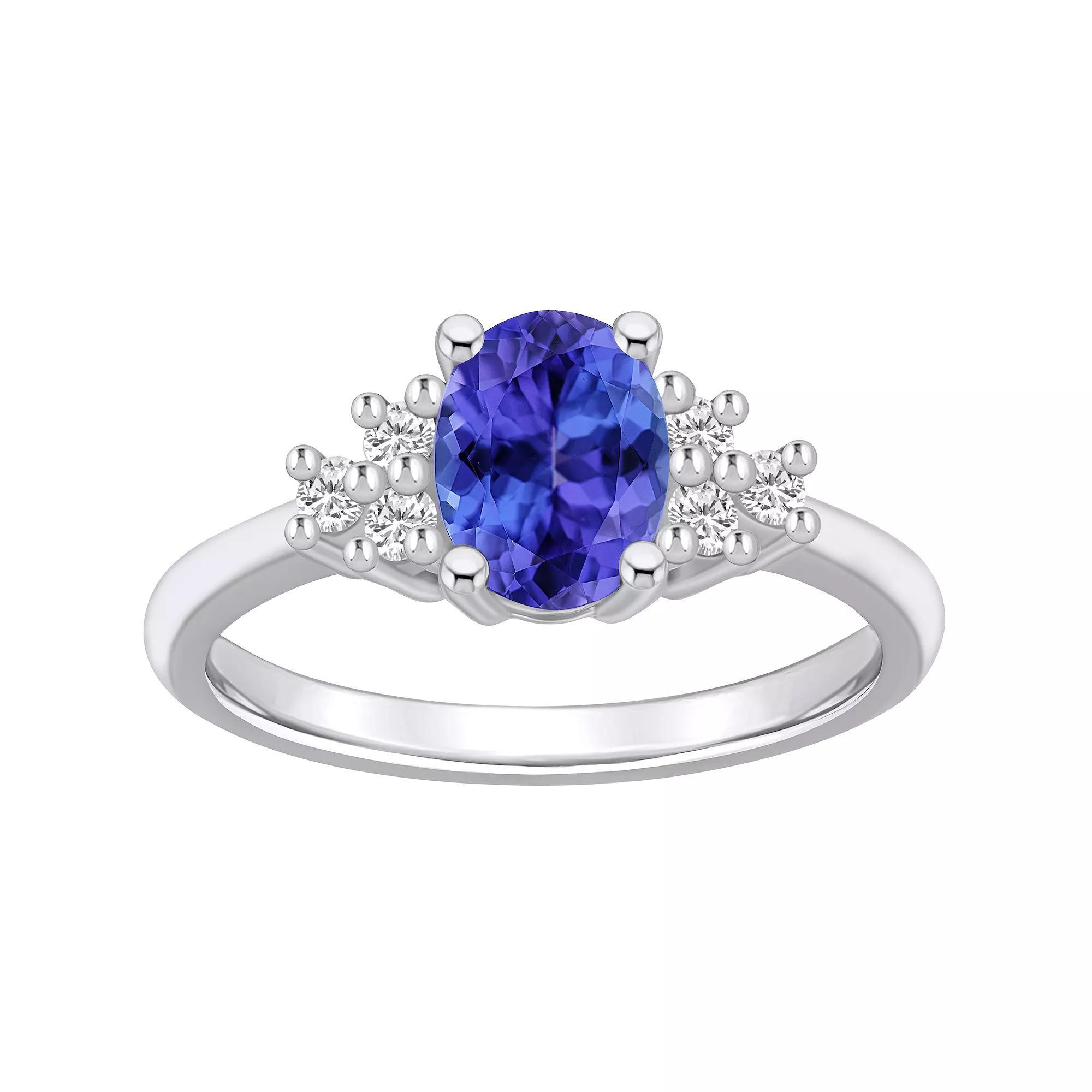 Alyson Layne 14k White Gold Oval Tanzanite & 1/5 Carat T.W. Diamond Ring, Women's, Size: 6 Product Image