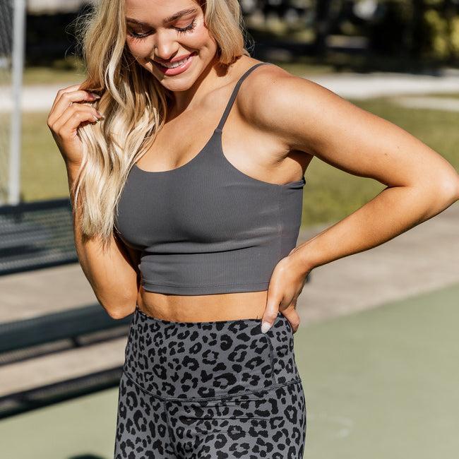 Rise And Grind Charcoal Ribbed Bra Top FINAL SALE Product Image